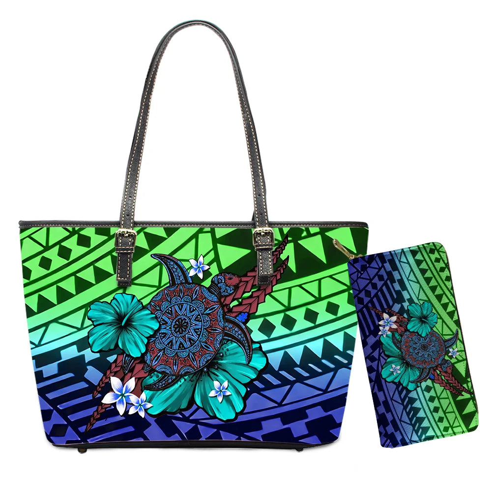 Custom Name Text Samoan Tribal Clutch Purses Handbag Set for Women Polynesian Designer Female Ladies Spring Summer Shoulder Bags