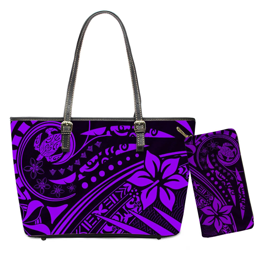 Custom Name Text Samoan Tribal Clutch Purses Handbag Set for Women Polynesian Designer Female Ladies Spring Summer Shoulder Bags