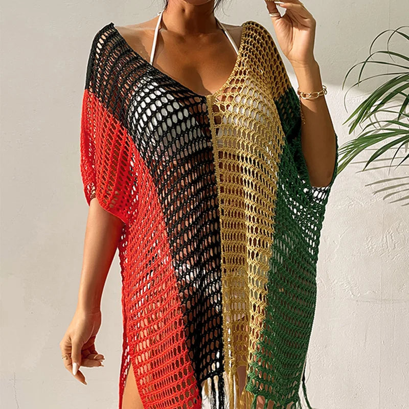TW High Quality Hot Sale Summer Beach Wear Hollow Out Crochet Bathing Suits Beach Swimwear Cover up Dress