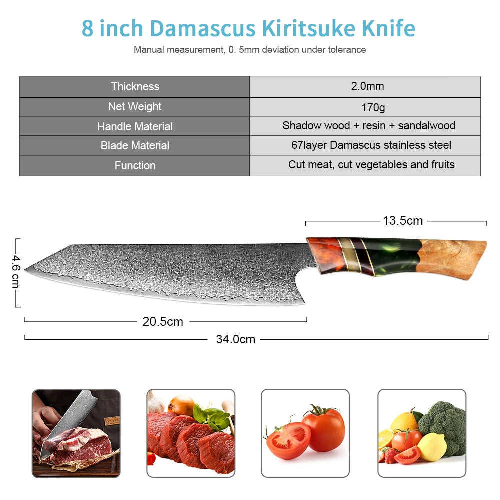 XITUO 8 Inch Kiritsuke Knife 67 Layer Damascus Stainless Steel Sharp Cut Meat Vegetable Kitchen Chef Dedicated Cooking Tools