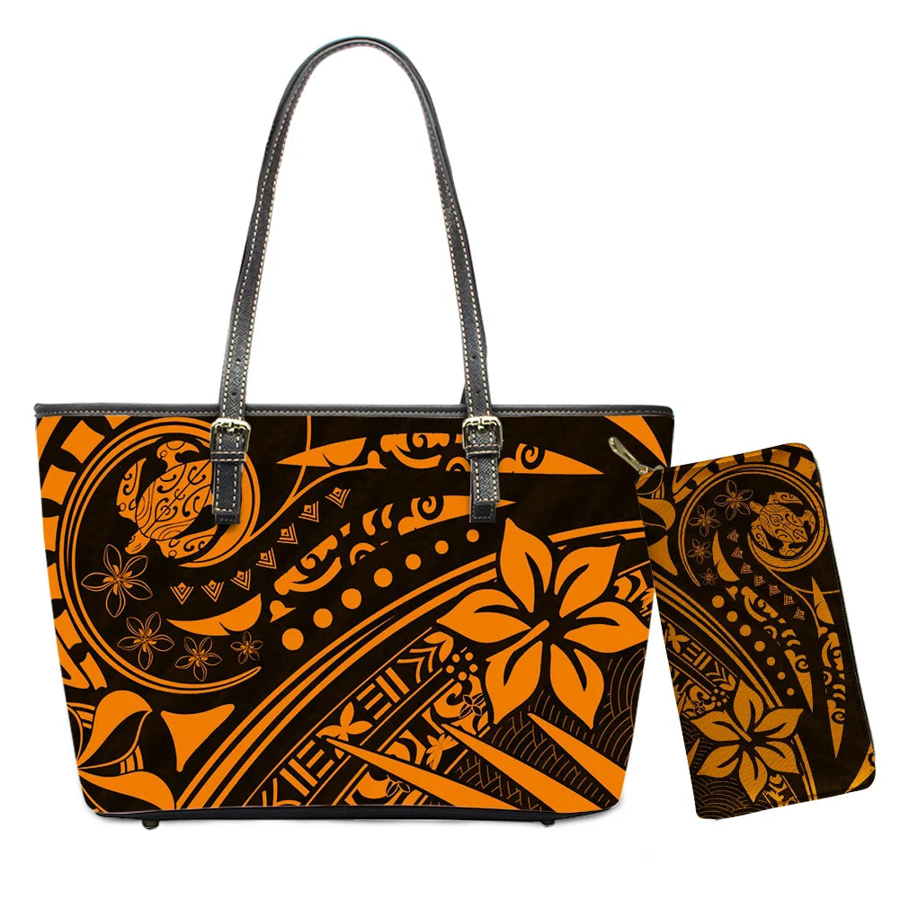 Custom Name Text Samoan Tribal Clutch Purses Handbag Set for Women Polynesian Designer Female Ladies Spring Summer Shoulder Bags