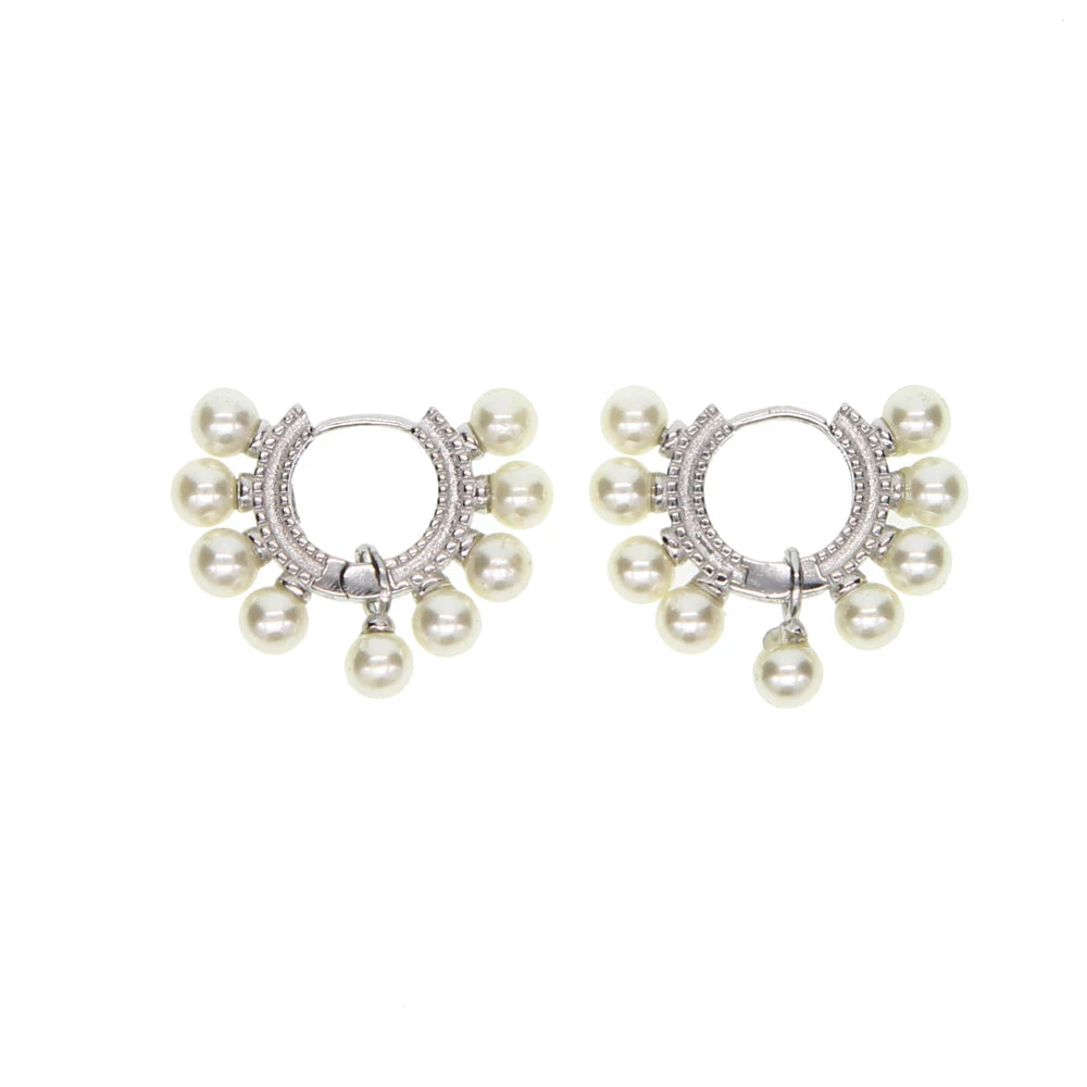 2023 Fashion Factory Customize 925 Sterling Silver Gold Plated Sea Fresh Pearl Huggie Hoop Earring