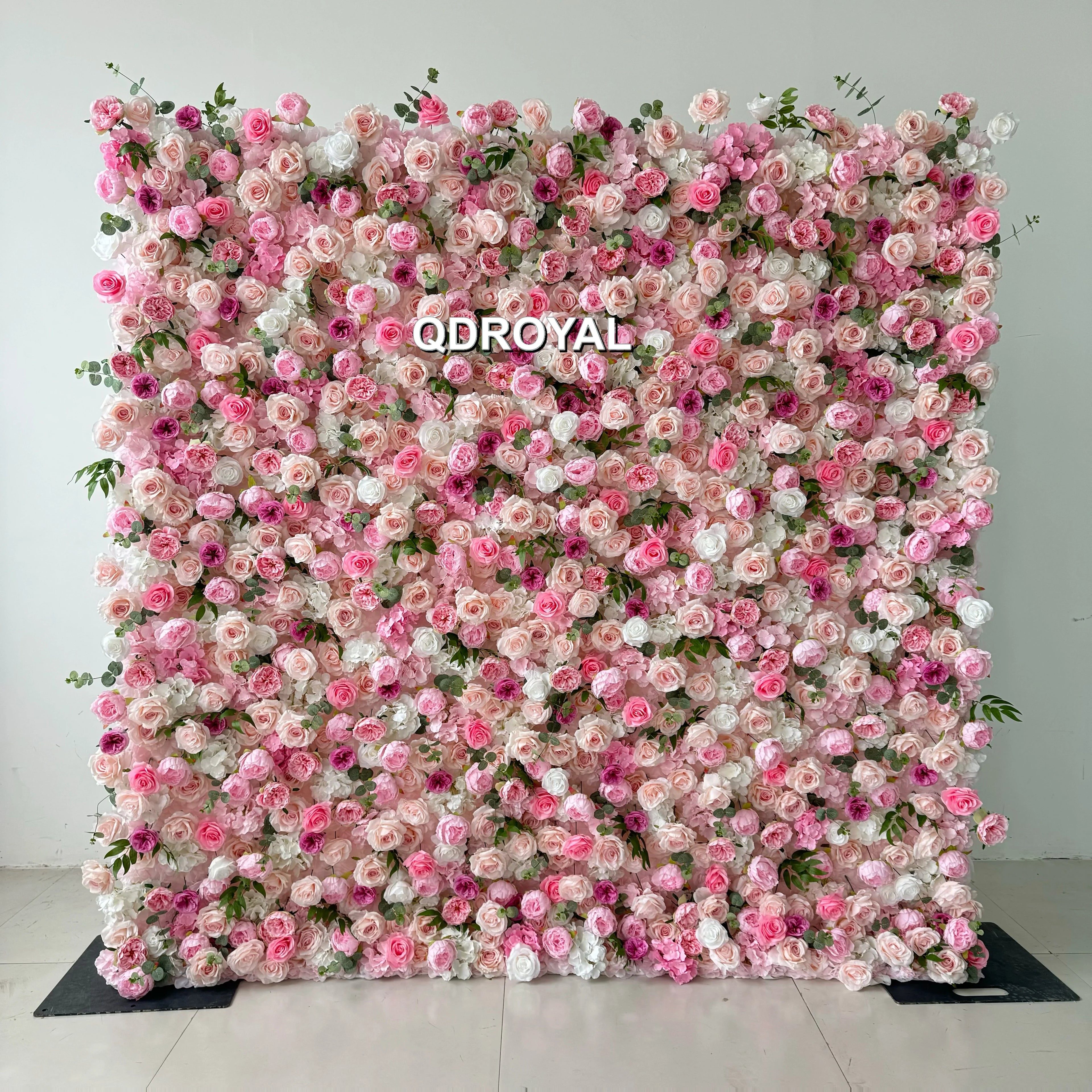Classic Pink Rose 3D Artificial Flowers Wall Flower Panel Royal Flower Backdrop for Wedding Garlands & Party Event Decoration