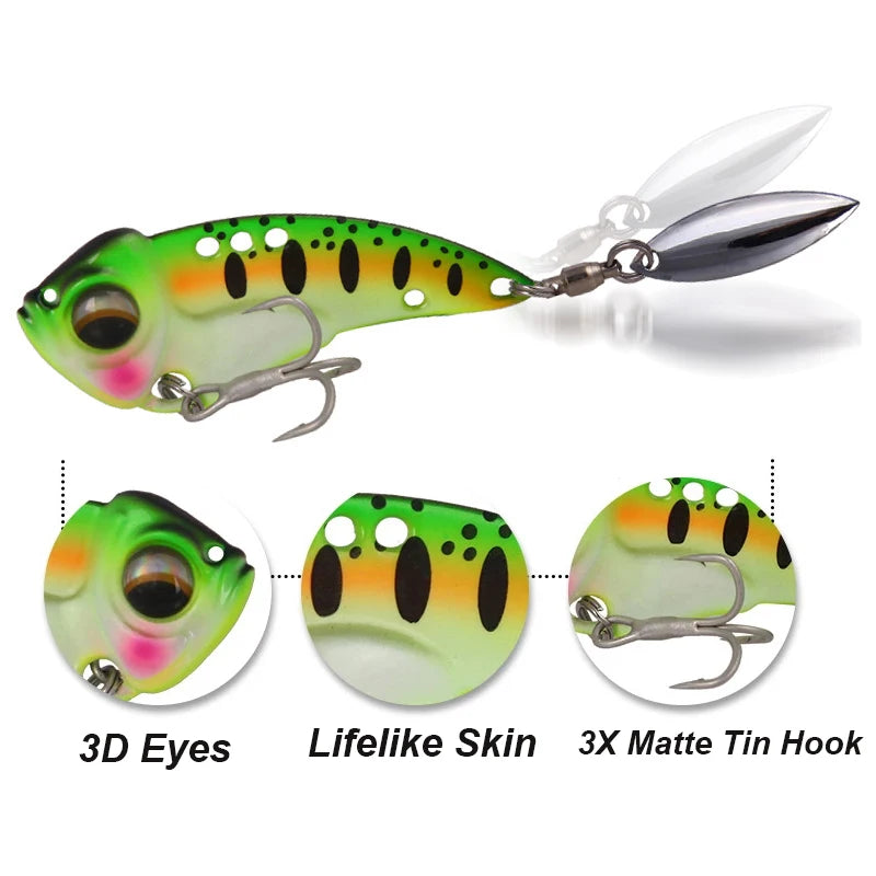 YUCONG 1PCS Metal VIB Spinnerbait 8.5-12.5-17g Jig Spoon Fishing Lure Sinking Vibration Whopper With Sequin leurre Pesca Isca