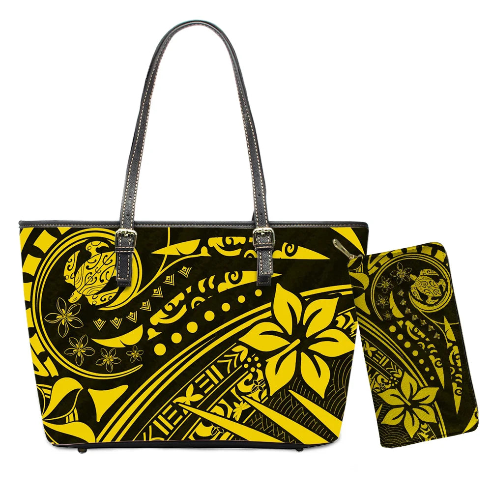 Custom Name Text Samoan Tribal Clutch Purses Handbag Set for Women Polynesian Designer Female Ladies Spring Summer Shoulder Bags