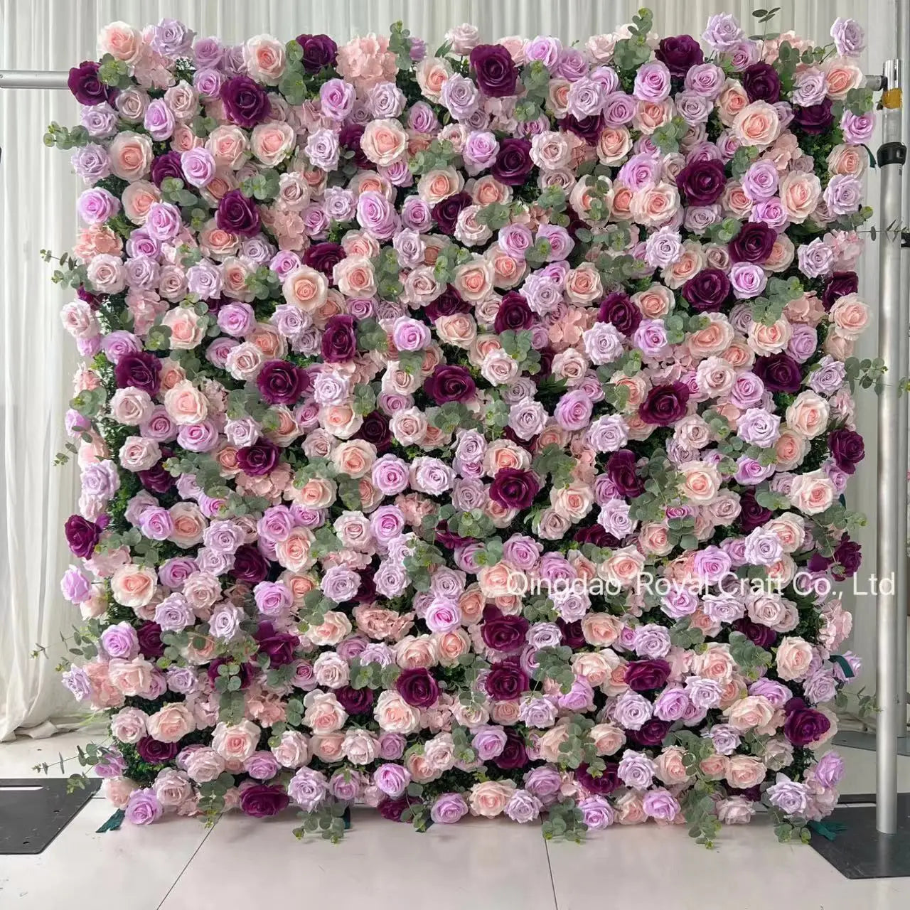 Classic Pink Rose 3D Artificial Flowers Wall Flower Panel Royal Flower Backdrop for Wedding Garlands & Party Event Decoration