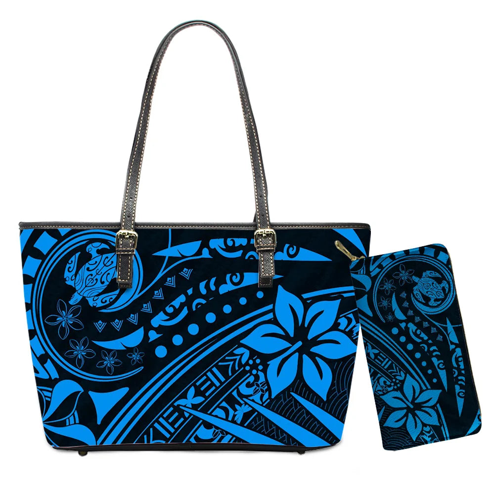 Custom Name Text Samoan Tribal Clutch Purses Handbag Set for Women Polynesian Designer Female Ladies Spring Summer Shoulder Bags