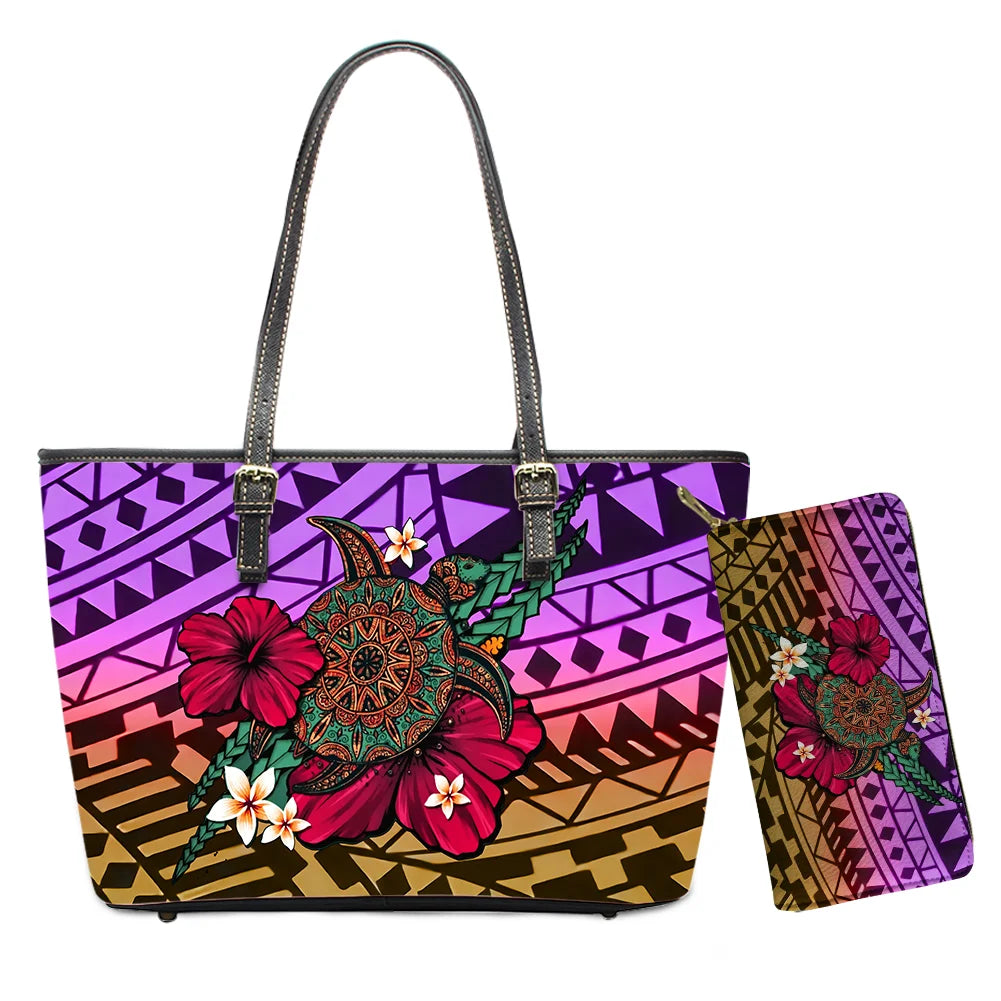 Custom Name Text Samoan Tribal Clutch Purses Handbag Set for Women Polynesian Designer Female Ladies Spring Summer Shoulder Bags