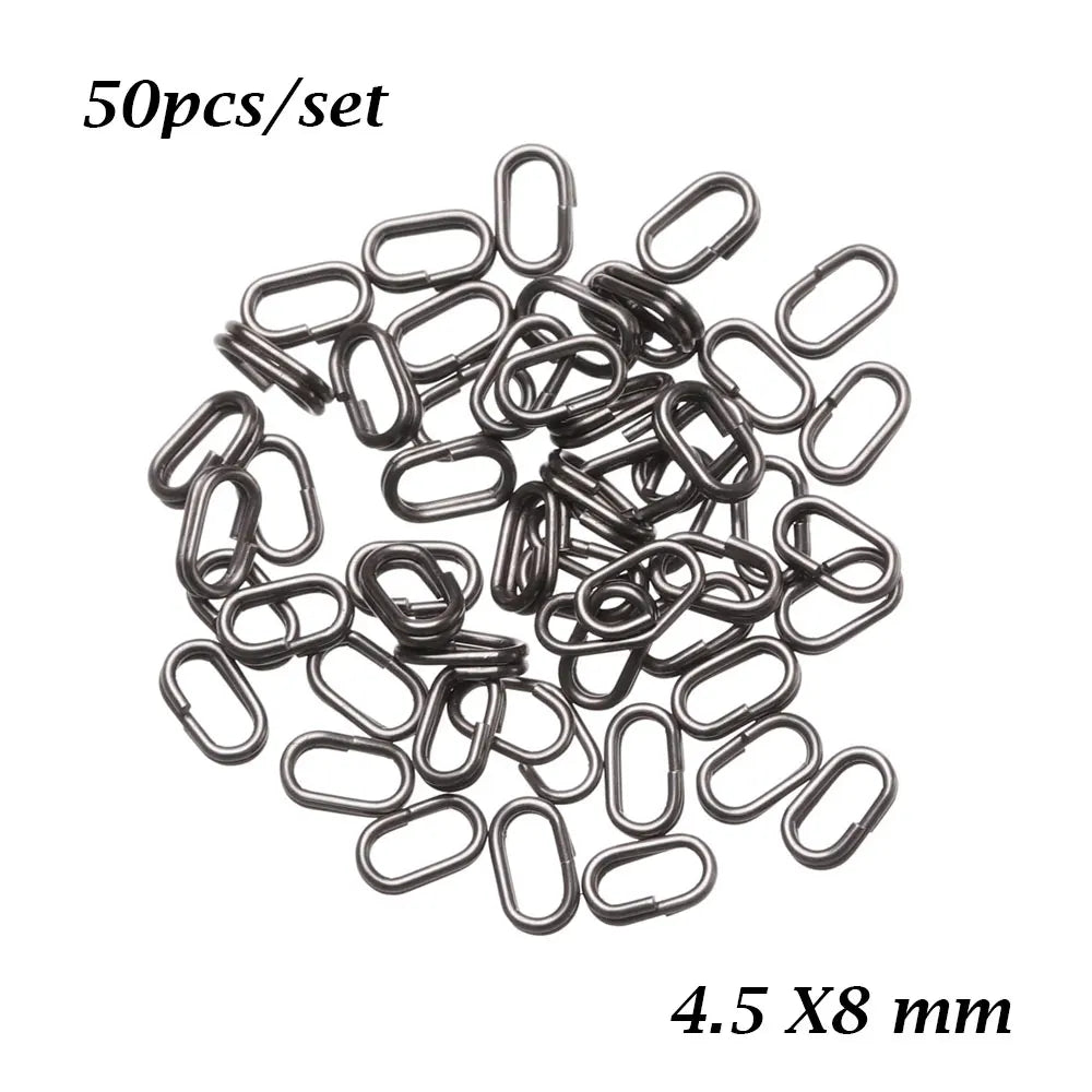 50 PCs/Lot 8/10/13/15/17/19mm Oval Split Rings Snap Swivel Bent Head Fishing Tackle Steel Fishing lure Split Fishing Accessories