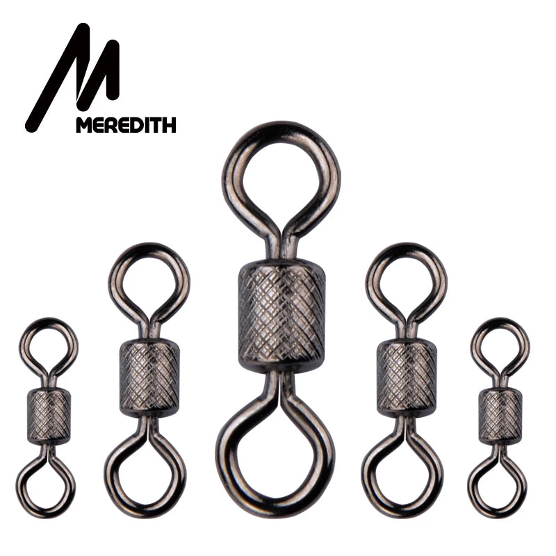 MEREDITH 50PCS/Lot Ball Bearing Swivel Solid Rings Fishing Connector Ocean Boat Fishing Hooks