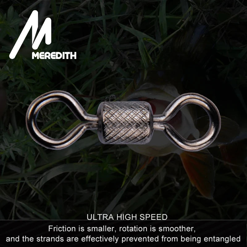 MEREDITH 50PCS/Lot Ball Bearing Swivel Solid Rings Fishing Connector Ocean Boat Fishing Hooks