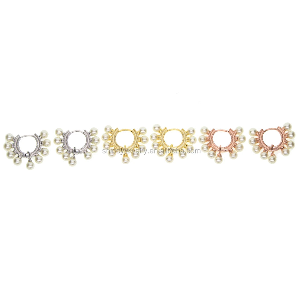 2023 Fashion Factory Customize 925 Sterling Silver Gold Plated Sea Fresh Pearl Huggie Hoop Earring