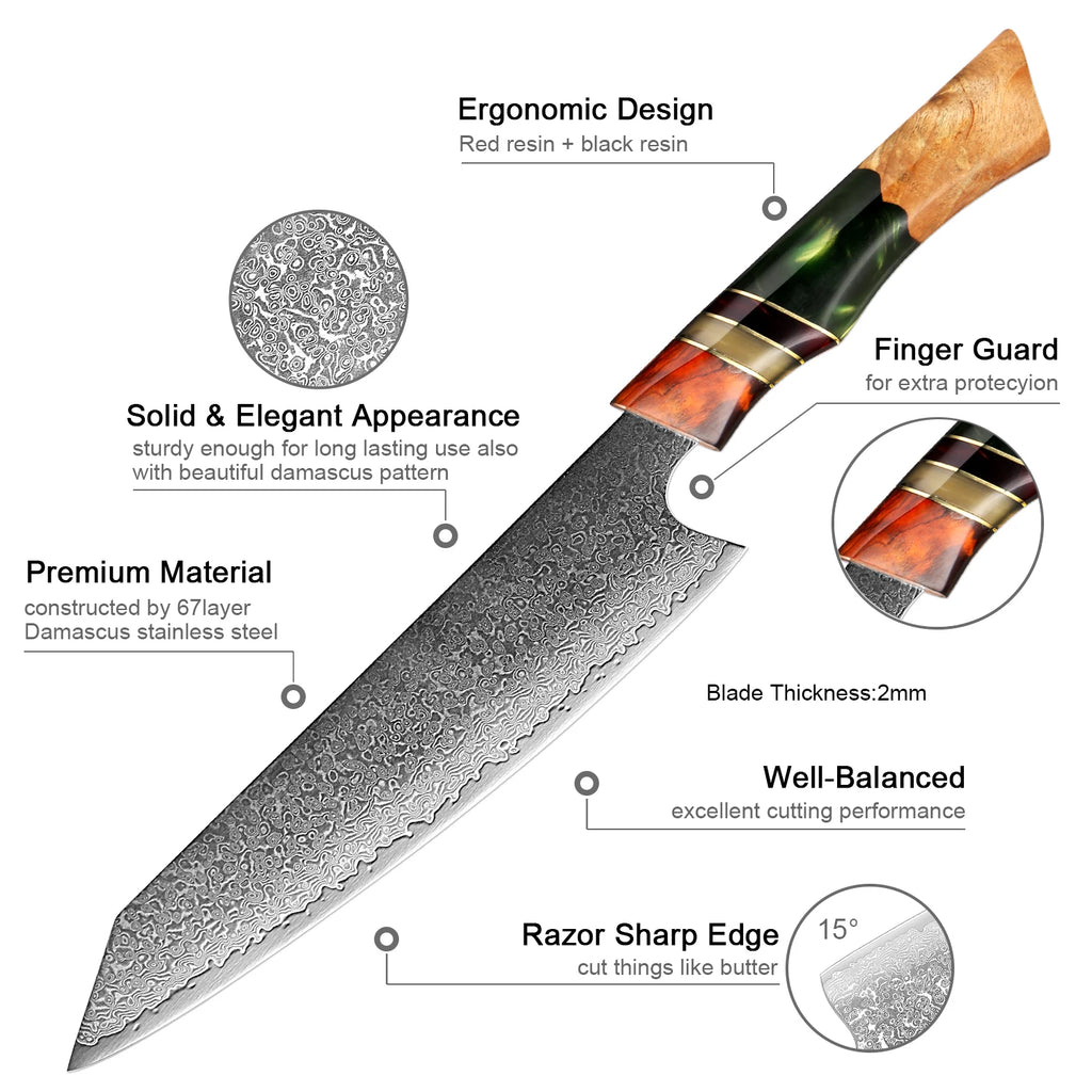 XITUO 8 Inch Kiritsuke Knife 67 Layer Damascus Stainless Steel Sharp Cut Meat Vegetable Kitchen Chef Dedicated Cooking Tools