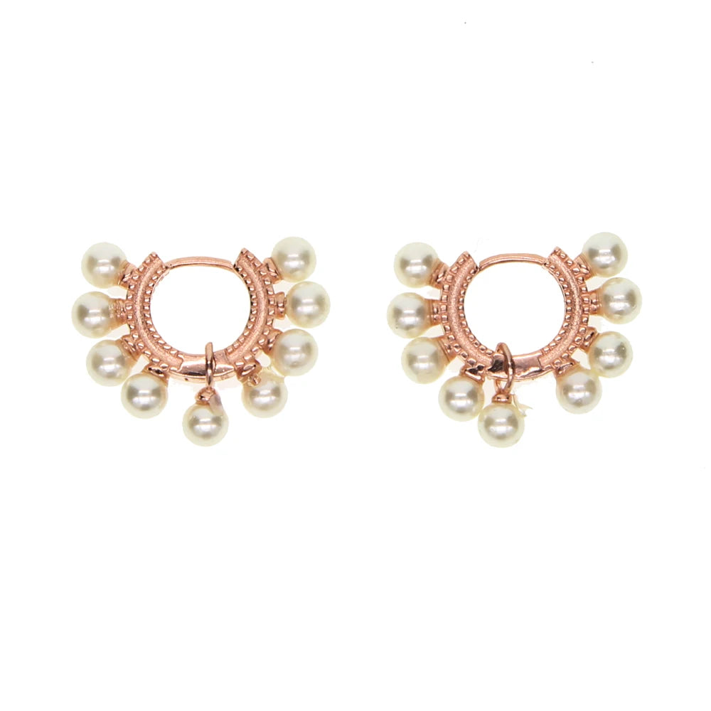 2023 Fashion Factory Customize 925 Sterling Silver Gold Plated Sea Fresh Pearl Huggie Hoop Earring