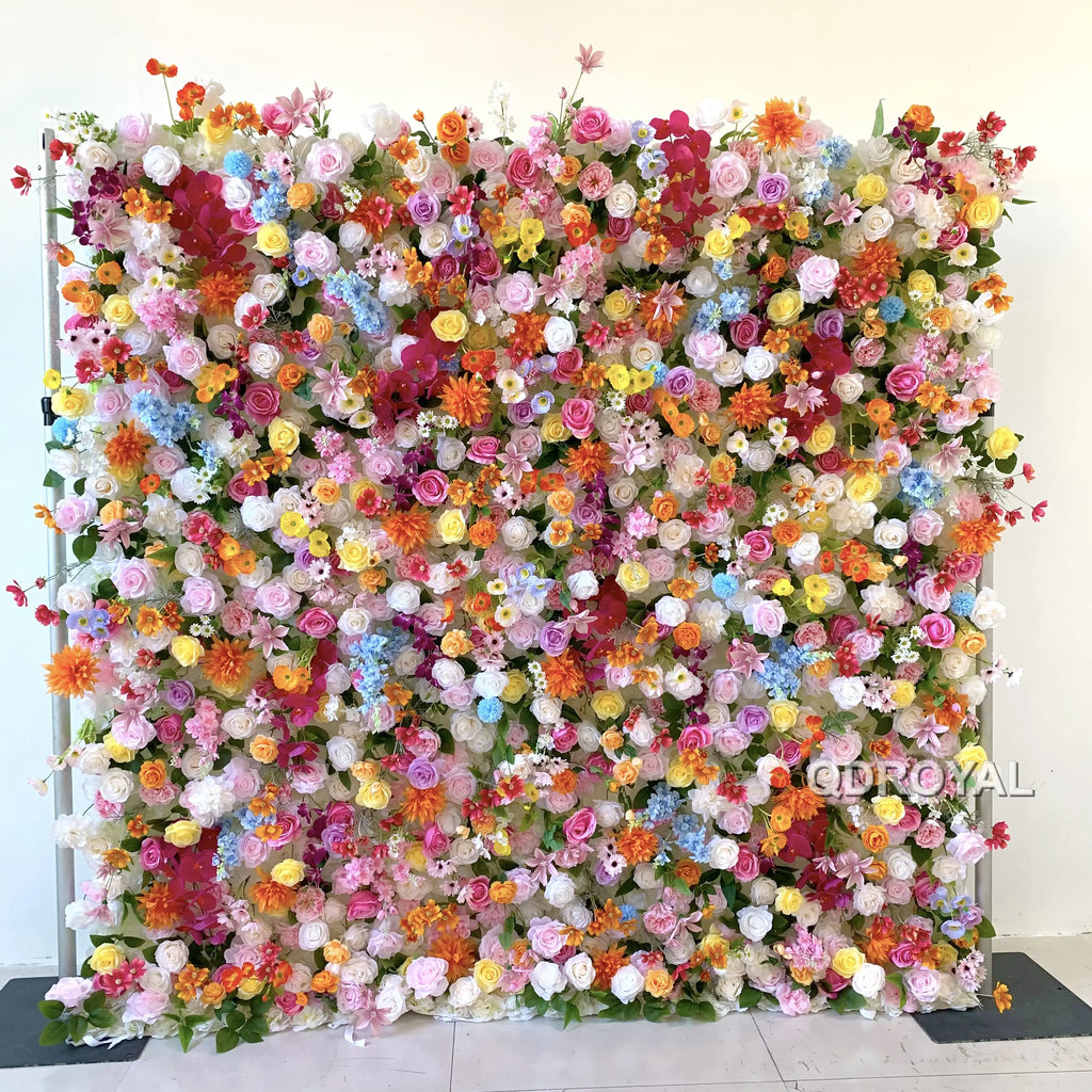 Classic Pink Rose 3D Artificial Flowers Wall Flower Panel Royal Flower Backdrop for Wedding Garlands & Party Event Decoration
