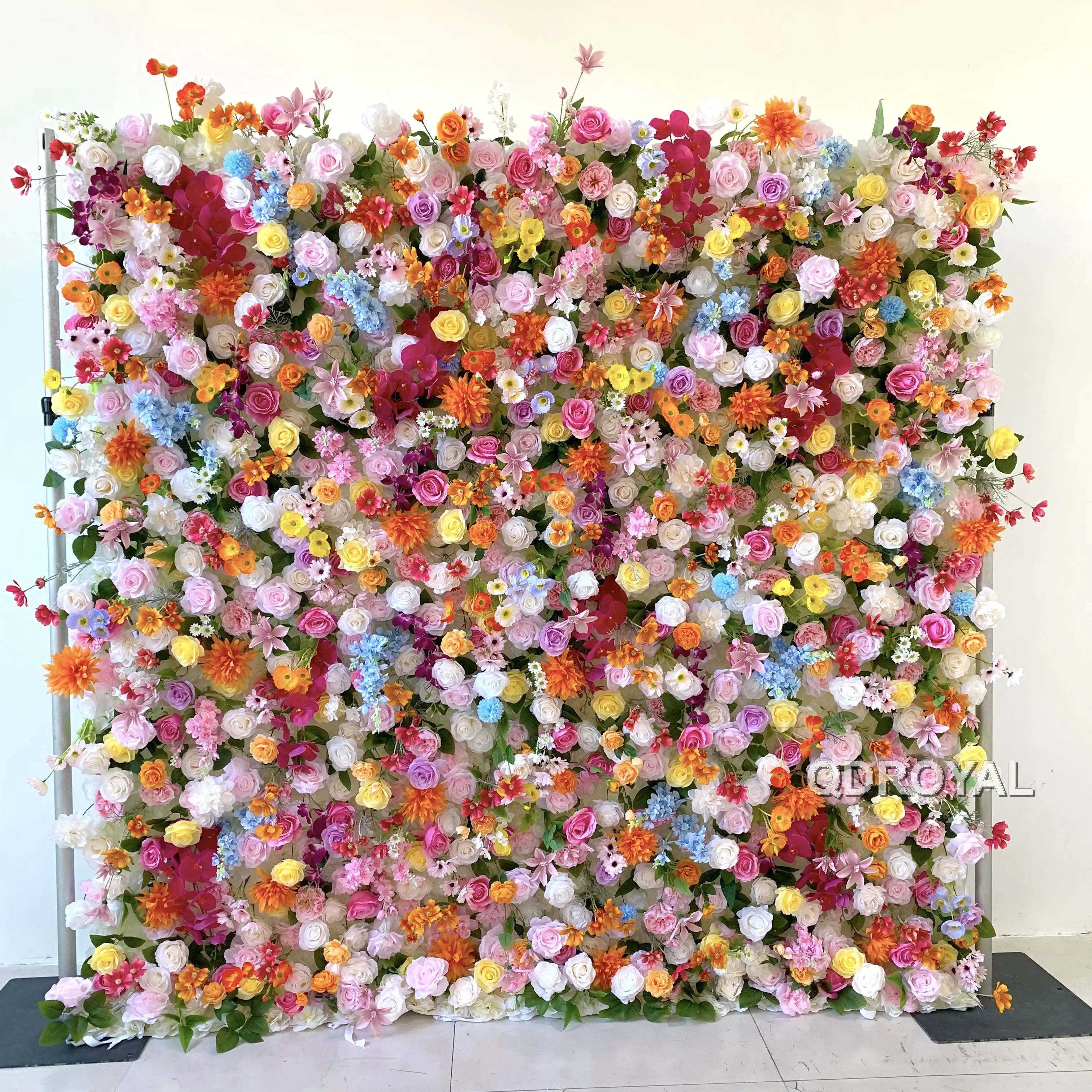 Classic Pink Rose 3D Artificial Flowers Wall Flower Panel Royal Flower Backdrop for Wedding Garlands & Party Event Decoration