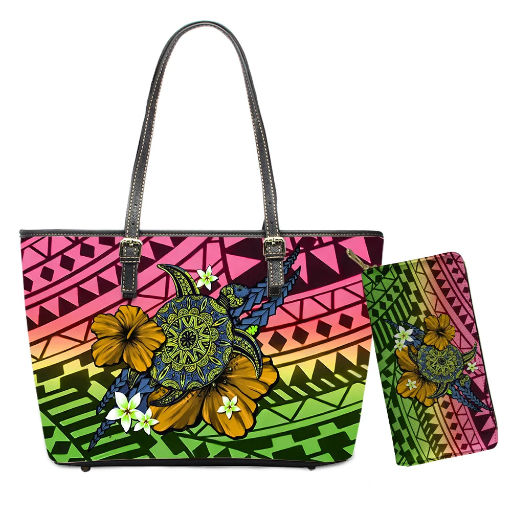Custom Name Text Samoan Tribal Clutch Purses Handbag Set for Women Polynesian Designer Female Ladies Spring Summer Shoulder Bags