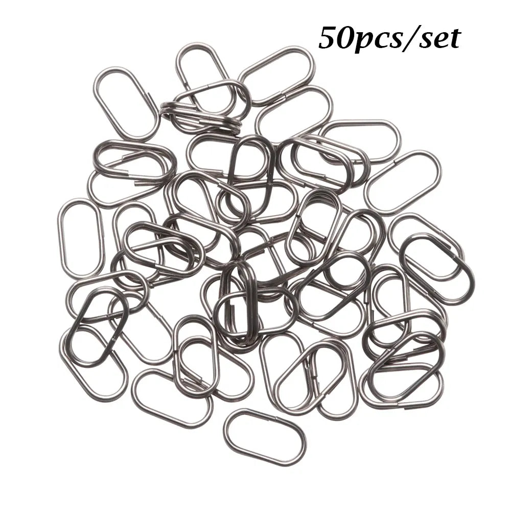 50 PCs/Lot 8/10/13/15/17/19mm Oval Split Rings Snap Swivel Bent Head Fishing Tackle Steel Fishing lure Split Fishing Accessories