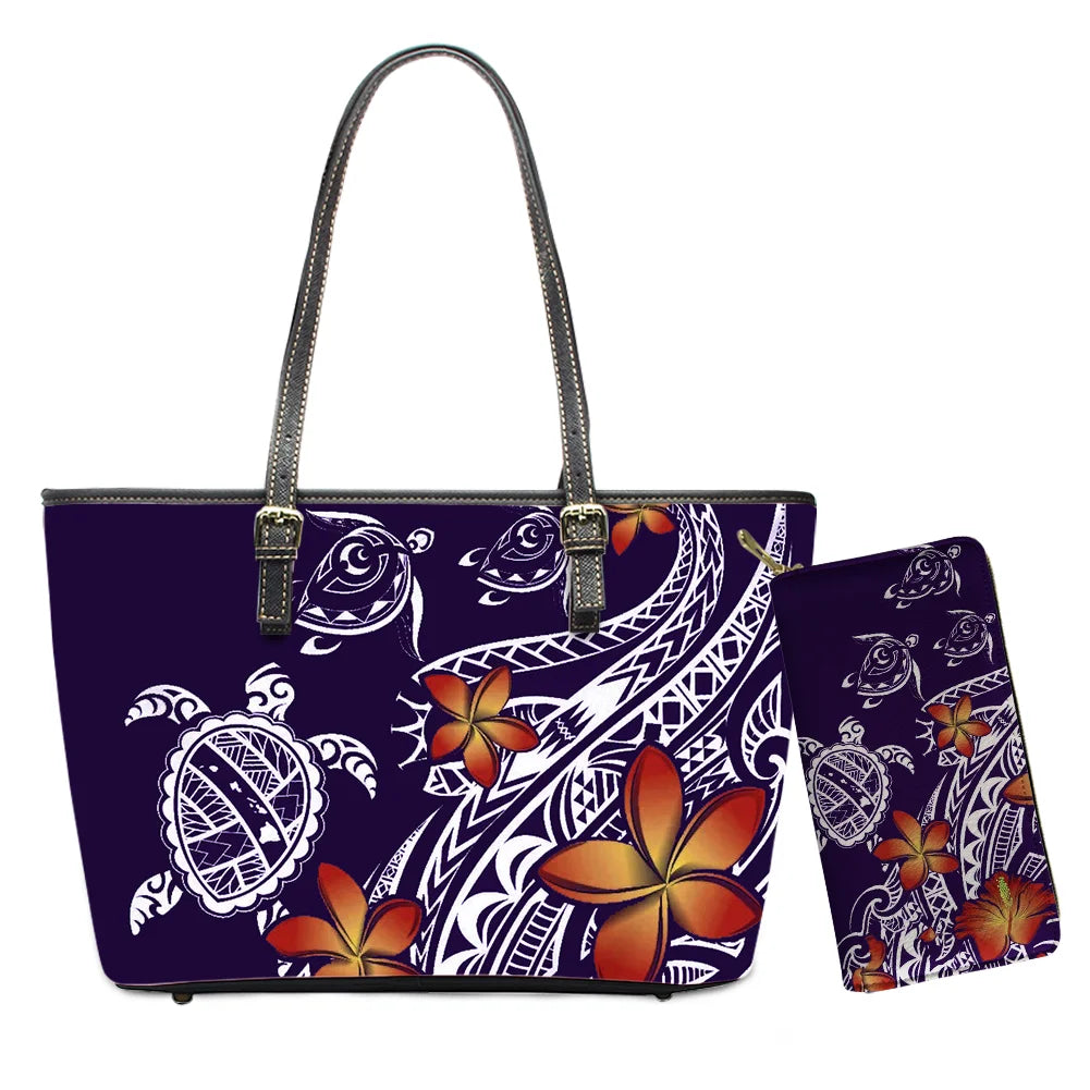 Custom Name Text Samoan Tribal Clutch Purses Handbag Set for Women Polynesian Designer Female Ladies Spring Summer Shoulder Bags