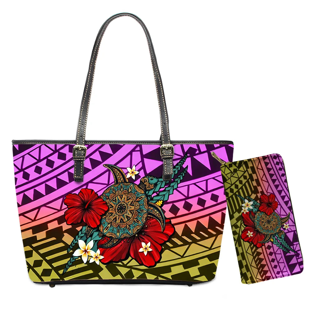Custom Name Text Samoan Tribal Clutch Purses Handbag Set for Women Polynesian Designer Female Ladies Spring Summer Shoulder Bags