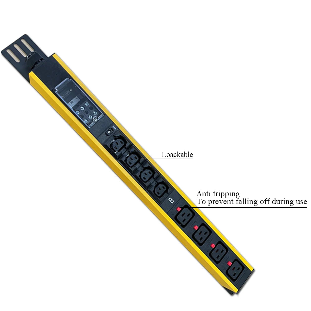 GWGJ OEM AC Industrial Power Distribution Unit IEC C19 PDU Model C19-08-S005 with Rocker Switch Breaker 110V~220V 16A Black