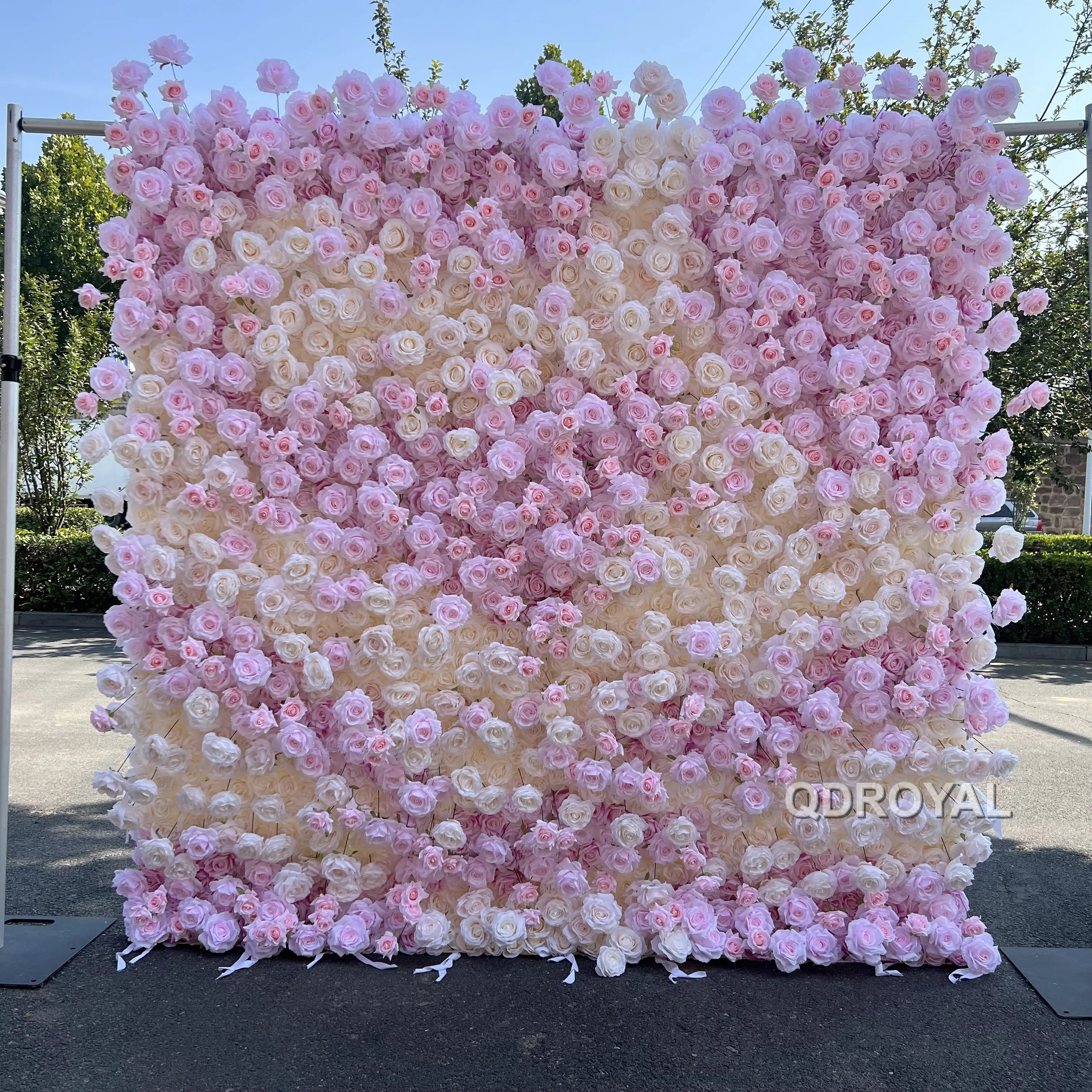 Classic Pink Rose 3D Artificial Flowers Wall Flower Panel Royal Flower Backdrop for Wedding Garlands & Party Event Decoration