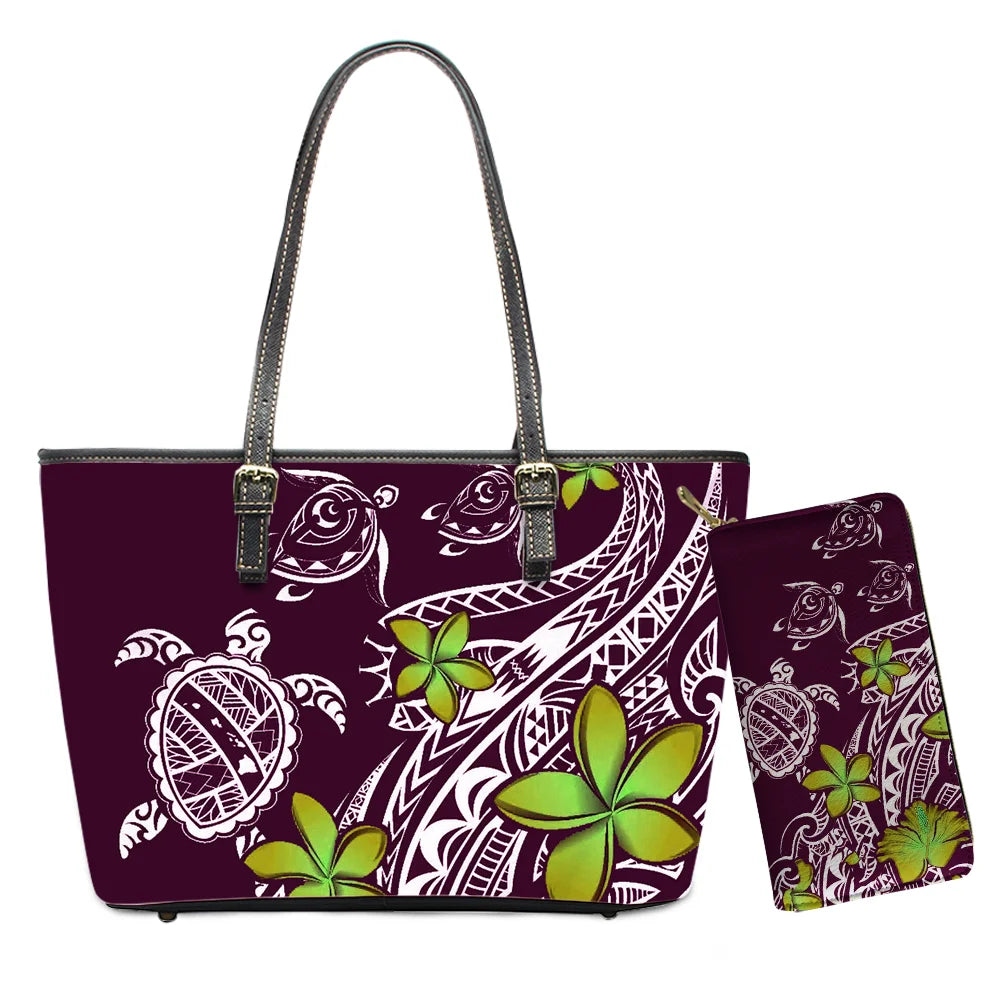 Custom Name Text Samoan Tribal Clutch Purses Handbag Set for Women Polynesian Designer Female Ladies Spring Summer Shoulder Bags
