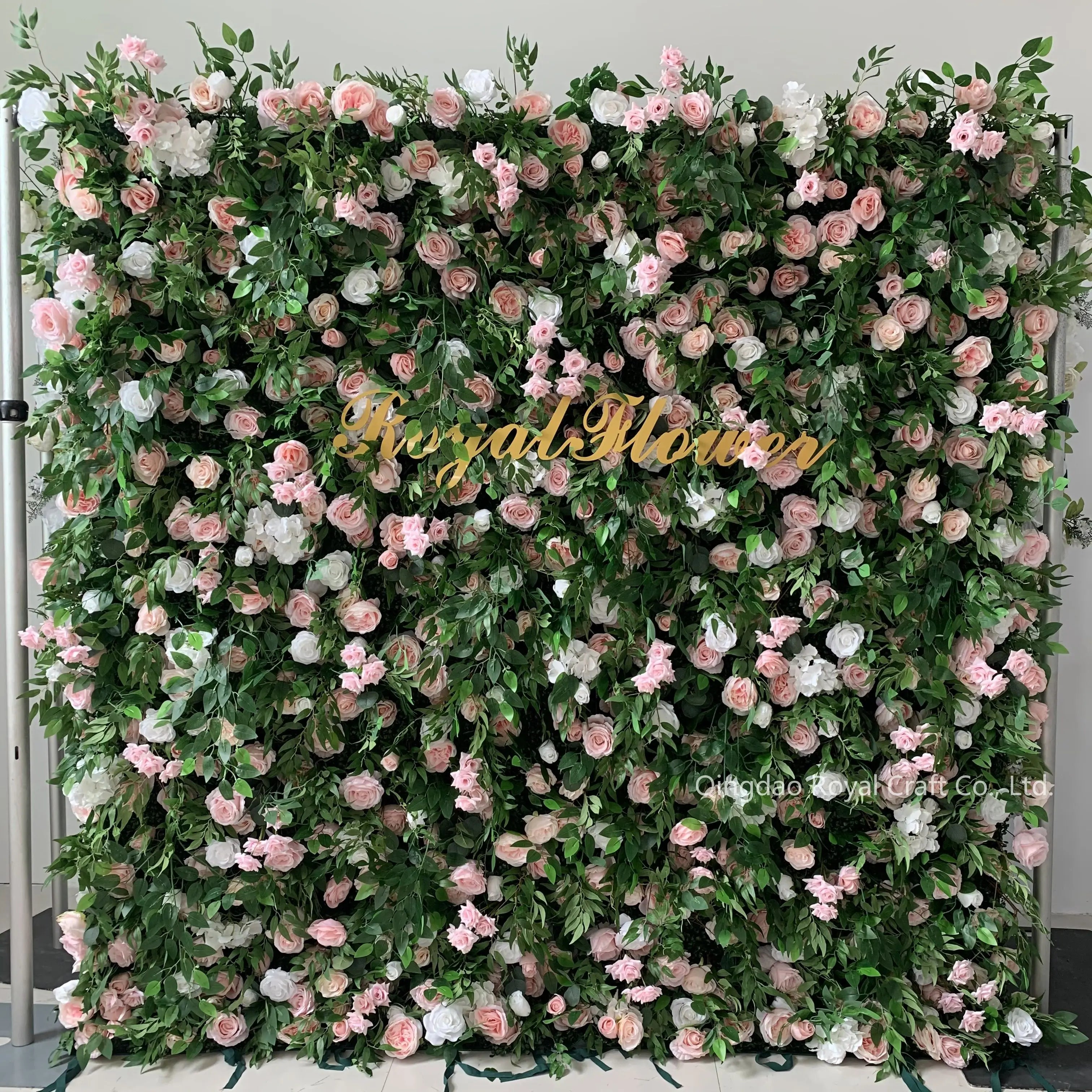 Classic Pink Rose 3D Artificial Flowers Wall Flower Panel Royal Flower Backdrop for Wedding Garlands & Party Event Decoration