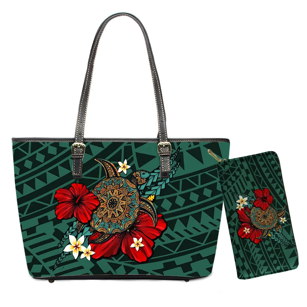 Custom Name Text Samoan Tribal Clutch Purses Handbag Set for Women Polynesian Designer Female Ladies Spring Summer Shoulder Bags