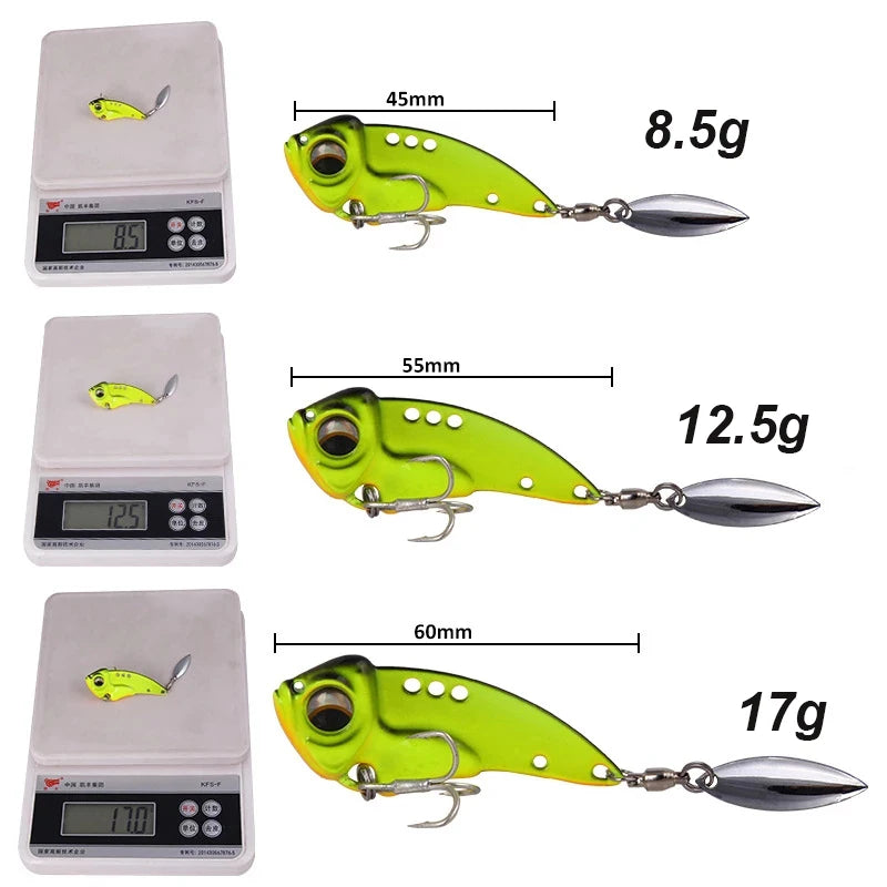 YUCONG 1PCS Metal VIB Spinnerbait 8.5-12.5-17g Jig Spoon Fishing Lure Sinking Vibration Whopper With Sequin leurre Pesca Isca