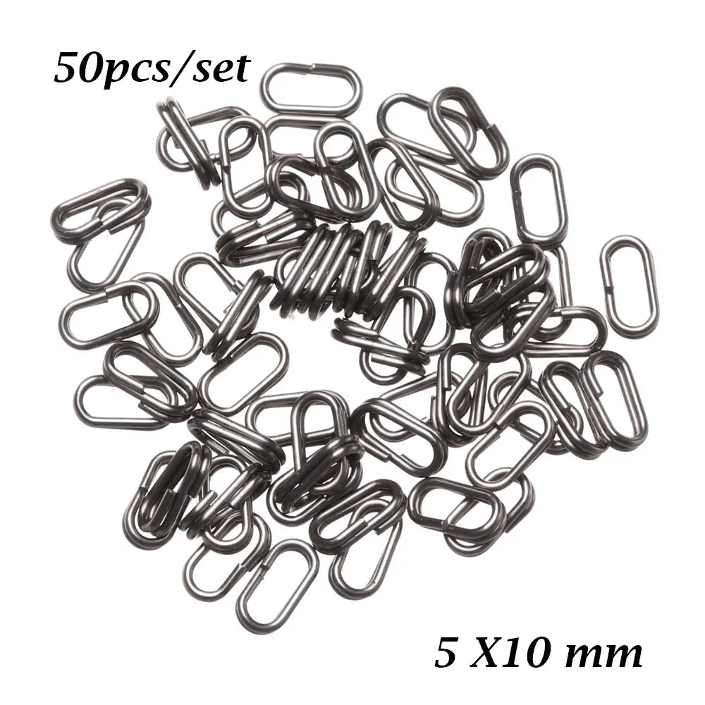 50 PCs/Lot 8/10/13/15/17/19mm Oval Split Rings Snap Swivel Bent Head Fishing Tackle Steel Fishing lure Split Fishing Accessories