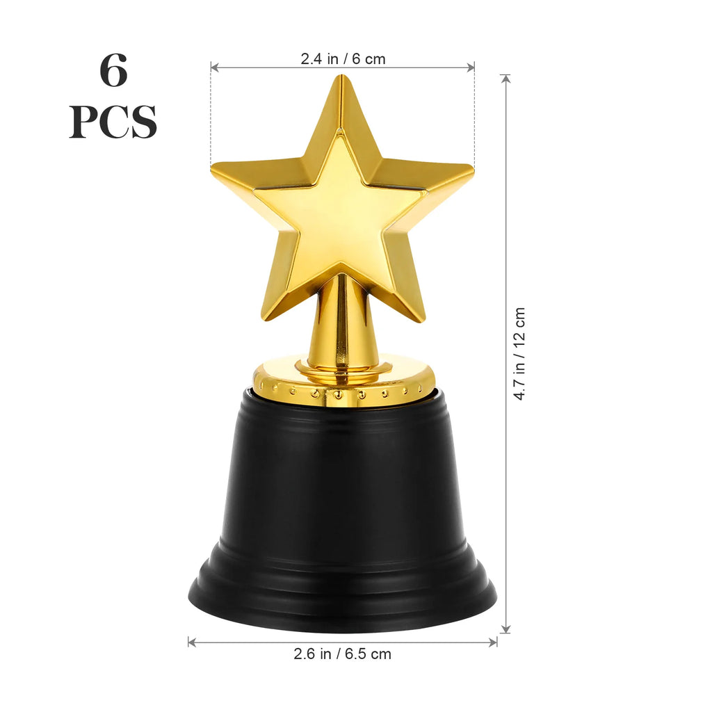 6Pcs Plastic Star Trophy Awards Kids Party Prizes Souvenirs Gifts Reward Game Props Film Accessories Trophies For Classroom