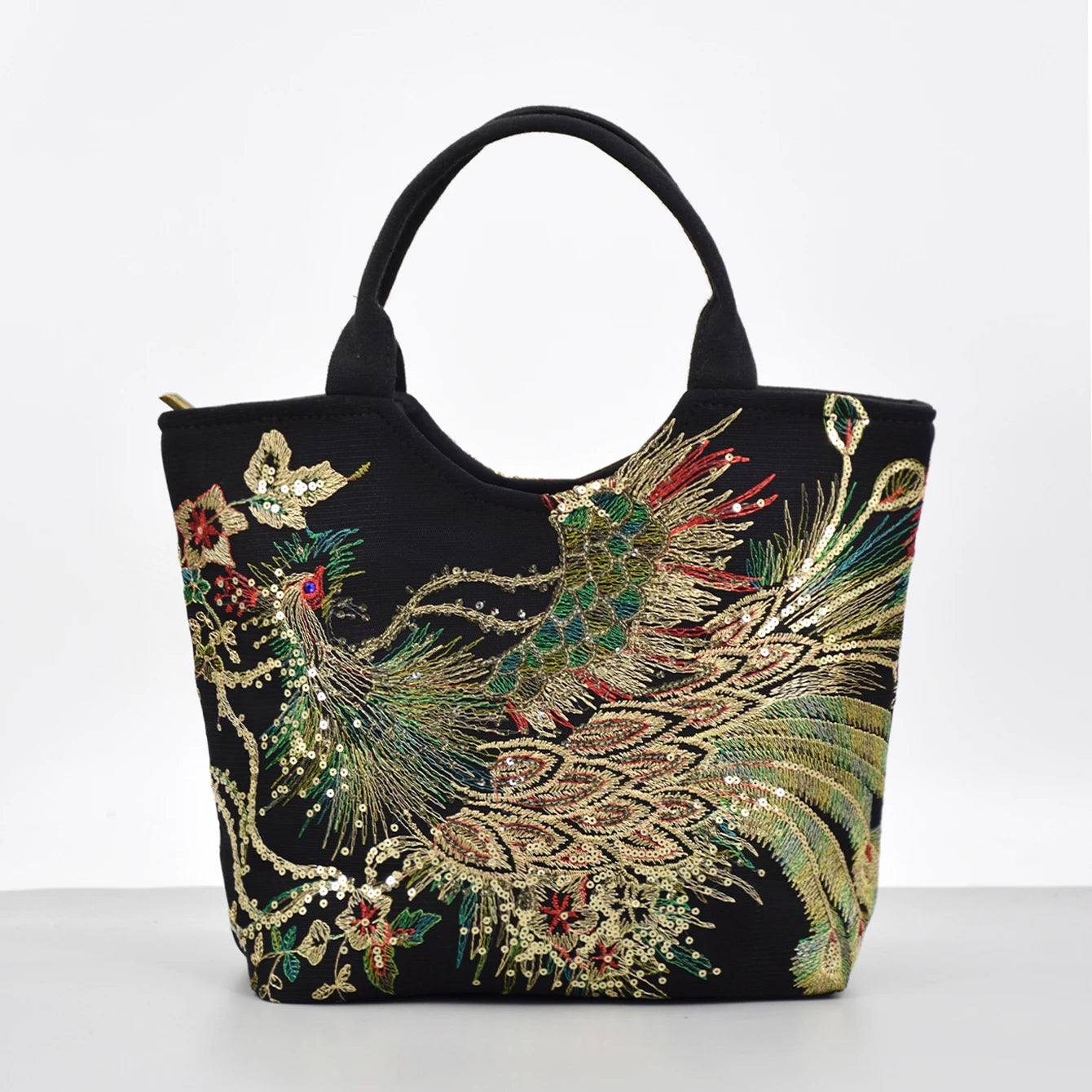 Phoenix Embroidered Sequin Handbag, Ethnic Style Embroidered Handbag, Women's Ethnic Travel Bohemian Bag
