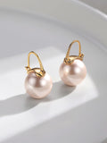 VOBIPY 925 Sterling Silver Earring Pink Color Pearl Earring For Women Wedding Party Gift Fashion Jewelry 12-14mm Shell Pearl