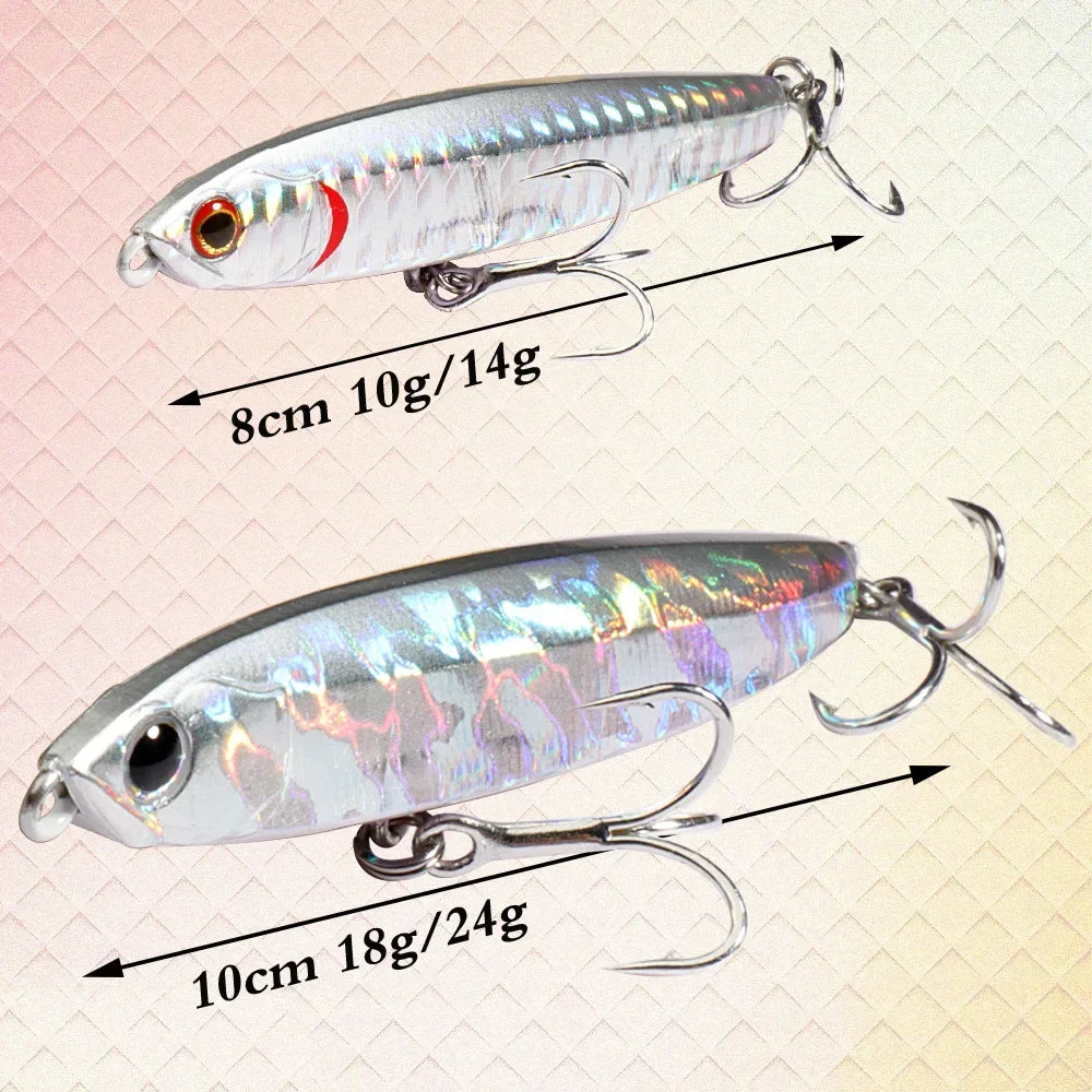 GOBAIT Sinking Pencil Bait 10g 14g 18g 24g Minnow 8cm 10cm Fishing Hook Metal Jig Wobbler Plopper Casting Gear Popper Pesca Lure