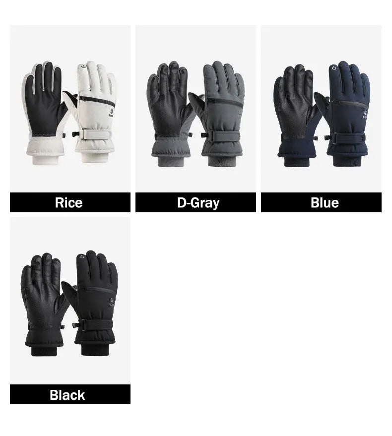 Men’s Winter Ski Gloves with Backhand Zipper Pocket Touch Screen Snow Gloves Ideal for Skiing Snowboarding Cycling