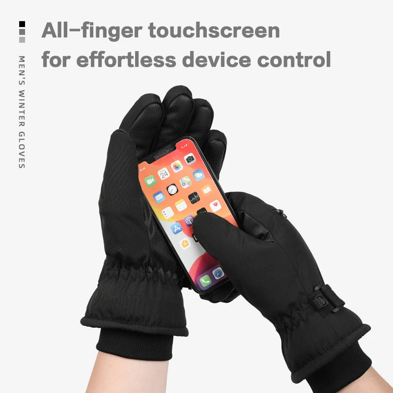Men’s Winter Ski Gloves with Backhand Zipper Pocket Touch Screen Snow Gloves Ideal for Skiing Snowboarding Cycling
