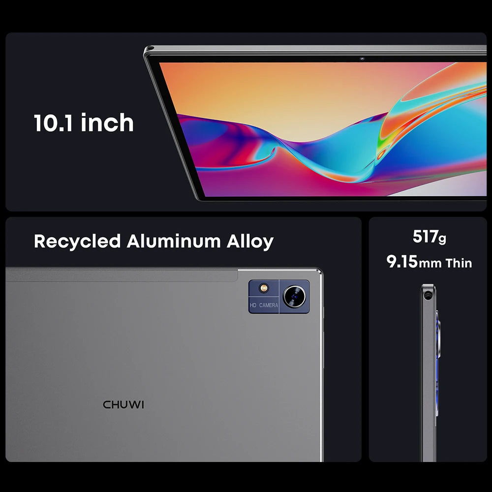 CHUWI Hi10X Pro 10.1 Inch 800*1280 IPS Screen Unisoc T606 4GB RAM 128GB ROM Tablets 2.4G/5G Wifi Android 14 Tablet PC 7000mah