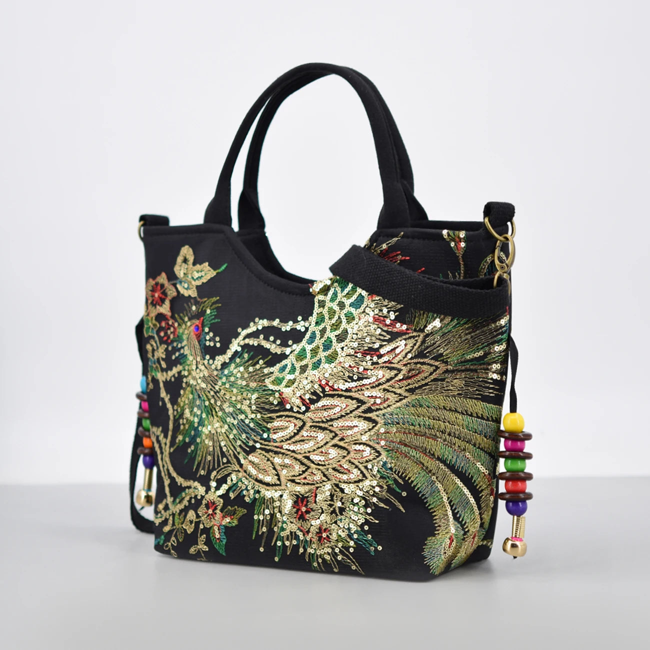 Phoenix Embroidered Sequin Handbag, Ethnic Style Embroidered Handbag, Women's Ethnic Travel Bohemian Bag