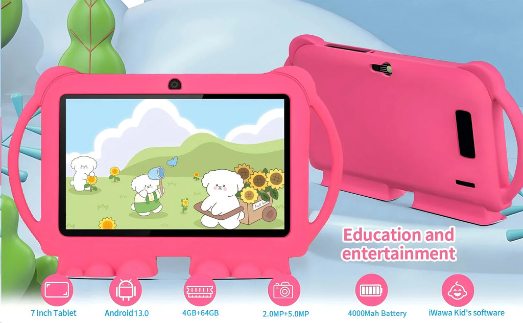 2025 New 7 Inch 5G WIFI Children's Tablet 4GB RAM 64GB ROM Portable Mini Tablet Quad Core Dual Camera 4000mAh Android 13