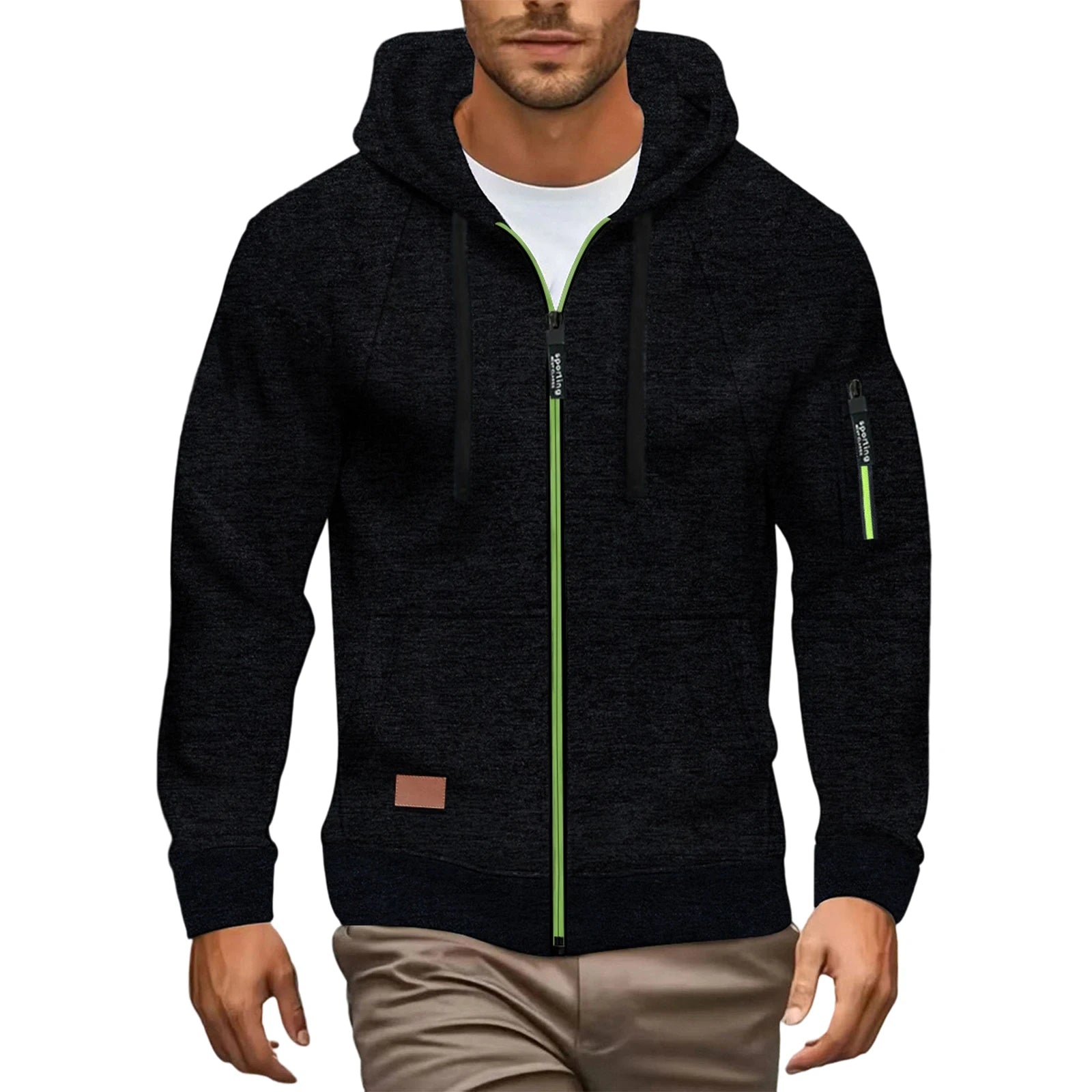 Autumn Winter Sports Sweatshirt Man Retro Workwear Pocket Hooded Zipper Trendy Fashion Hoodies Casual Tops Male Clothes 2025