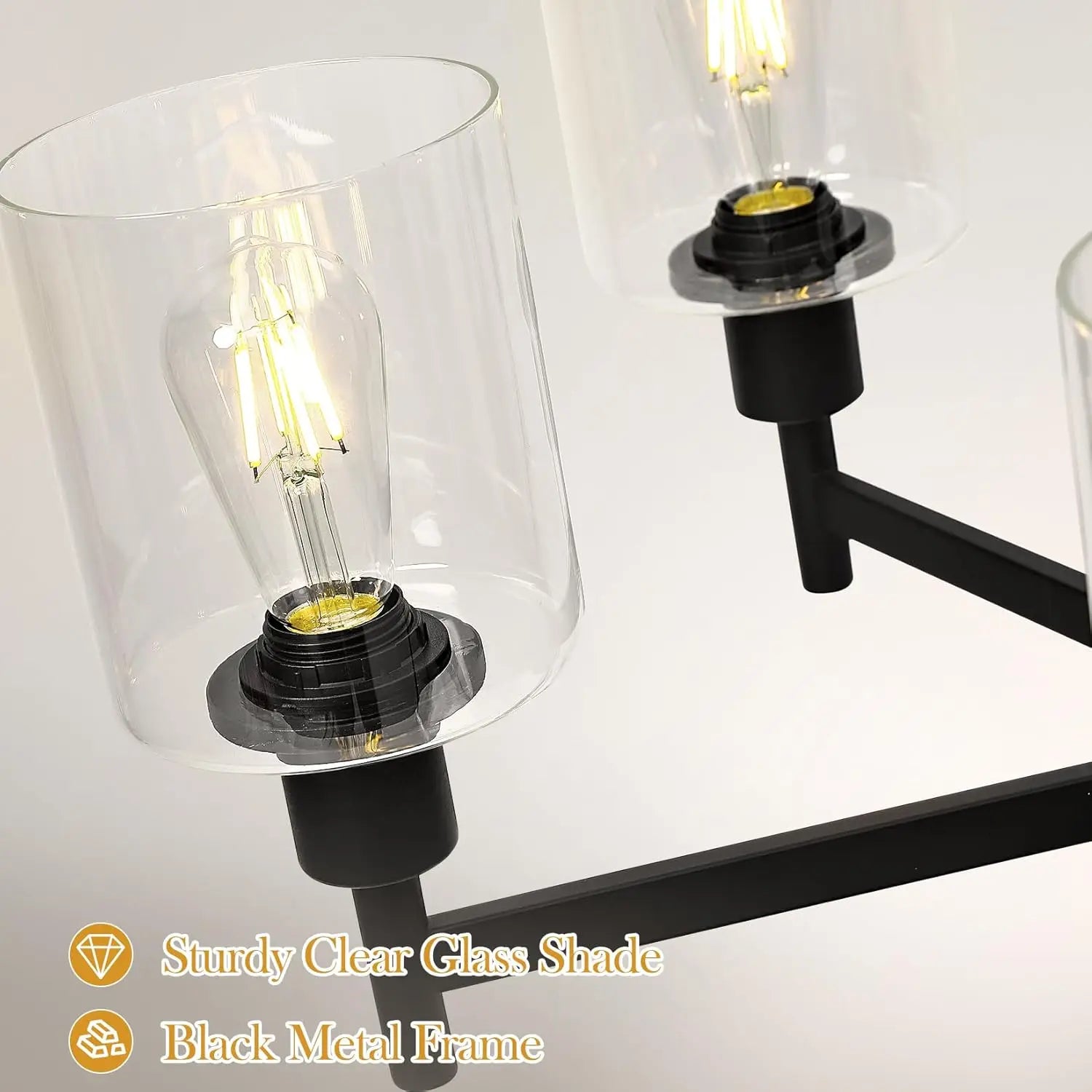 Chandelier for Dinning Room Light Fixture, Kitchen Island Modern Farmhouse Pendant Ceiling Lights with Clear Glass Shade