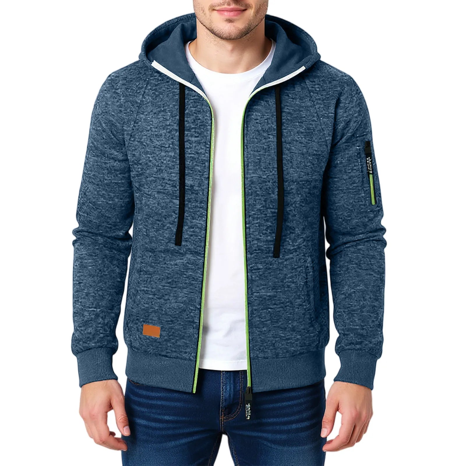 Autumn Winter Sports Sweatshirt Man Retro Workwear Pocket Hooded Zipper Trendy Fashion Hoodies Casual Tops Male Clothes 2025