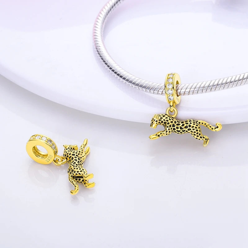 New In 925 Sterling Silver Golden Sunflower Lucky Stars Charm Fit Original Bracelet Necklace Sun Moon Diamond Charm Jewelry DIY