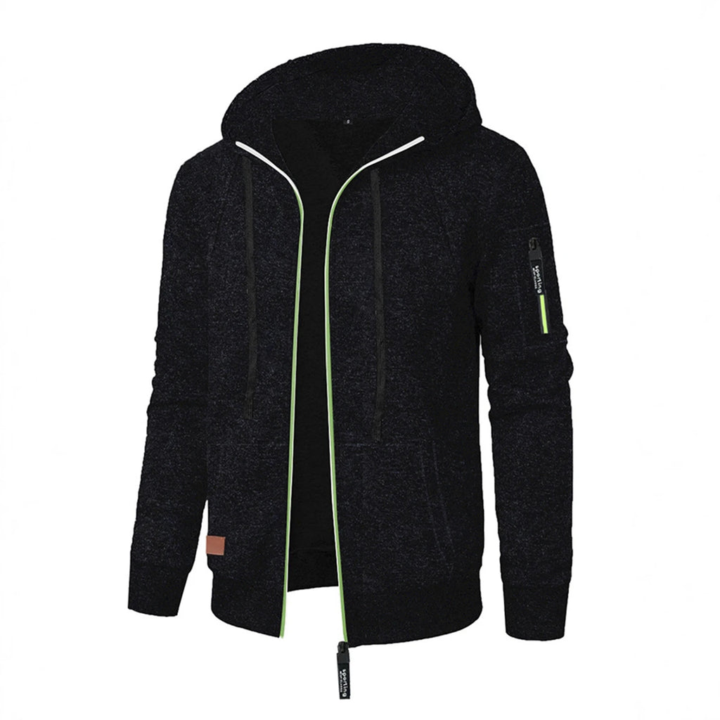 Autumn Winter Sports Sweatshirt Man Retro Workwear Pocket Hooded Zipper Trendy Fashion Hoodies Casual Tops Male Clothes 2025