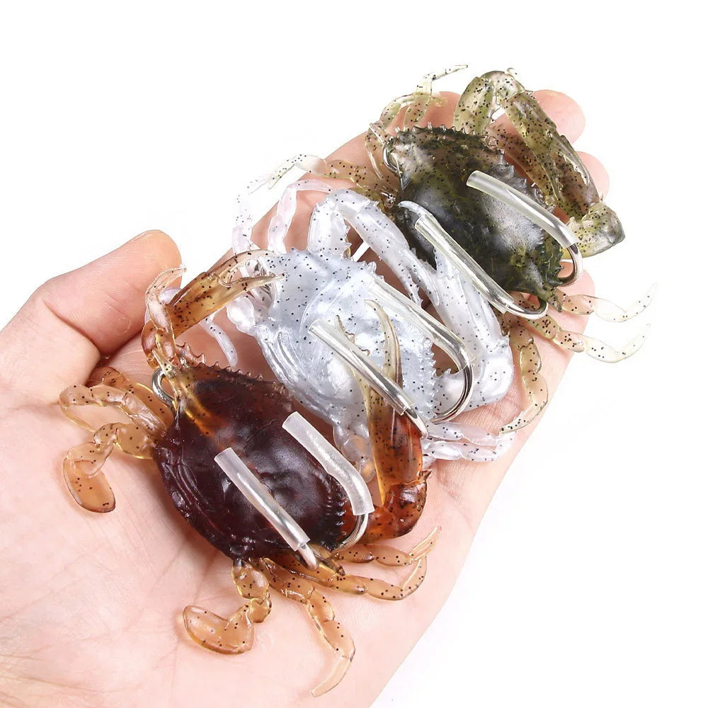 Bionic Crab Silicone Soft Bait Artificial Lifelike Fishing Lure 80mm 19g Freshwater Fish Jig Head Baits For Fishing Tackle