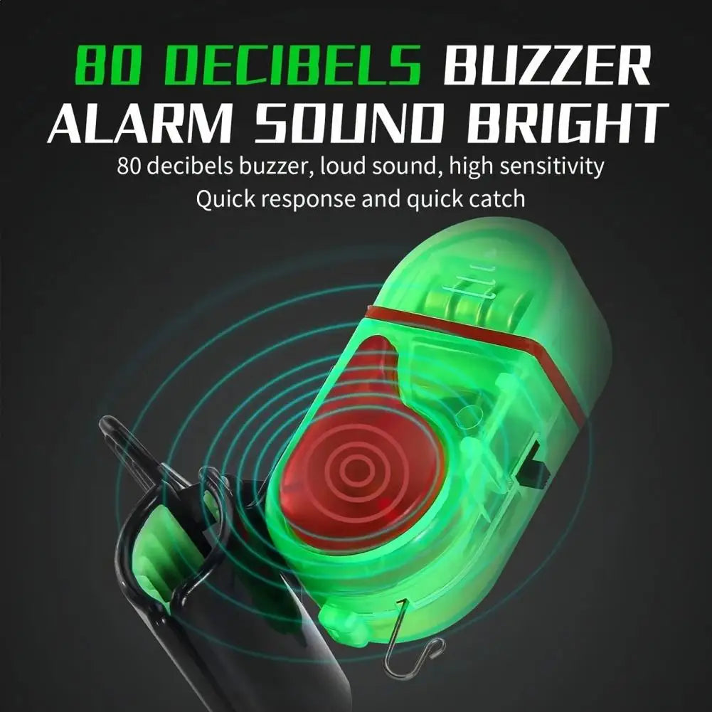 Fishing Bite Alarm Lamp with Clip 80dB Night Fishing Rod Alert Light Electronic Fish Bite Detector Strike Sensor LED Lamp