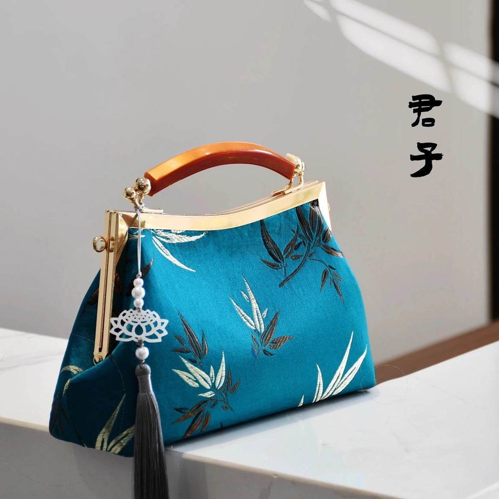 Classic Chocolate Top Handle Europe America Bag Chinese Bags Fringe Tassel Style Vintage Women Bag Chain Strap Women's Handbags