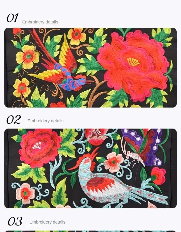 Ethnic Phoenix Embroidered Women's Shoulder Bag Receptor Embroidered Canvas Casual Bag Handbags for Women sac a main femme