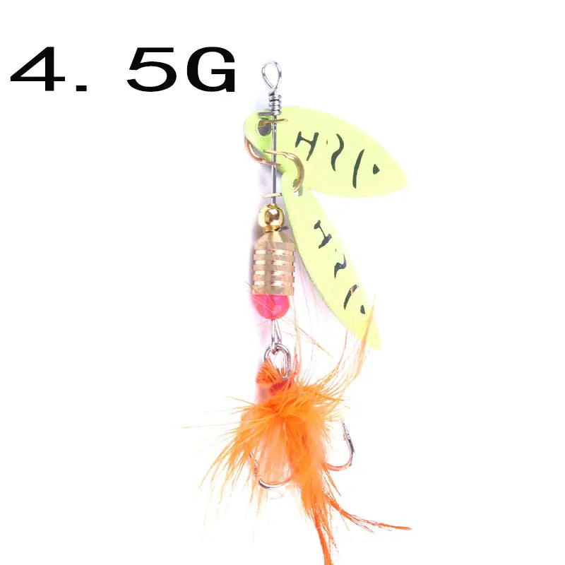 5g Spinnerbait Metal Fishing Lure Artificial Bait Fishing Tackle Feather Hook Spoon Bait with Bright Color